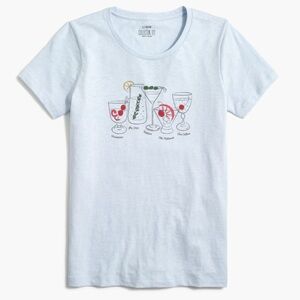 J. Crew Light Blue Cocktail Lineup Graphic Collector Short Sleeve Shirt